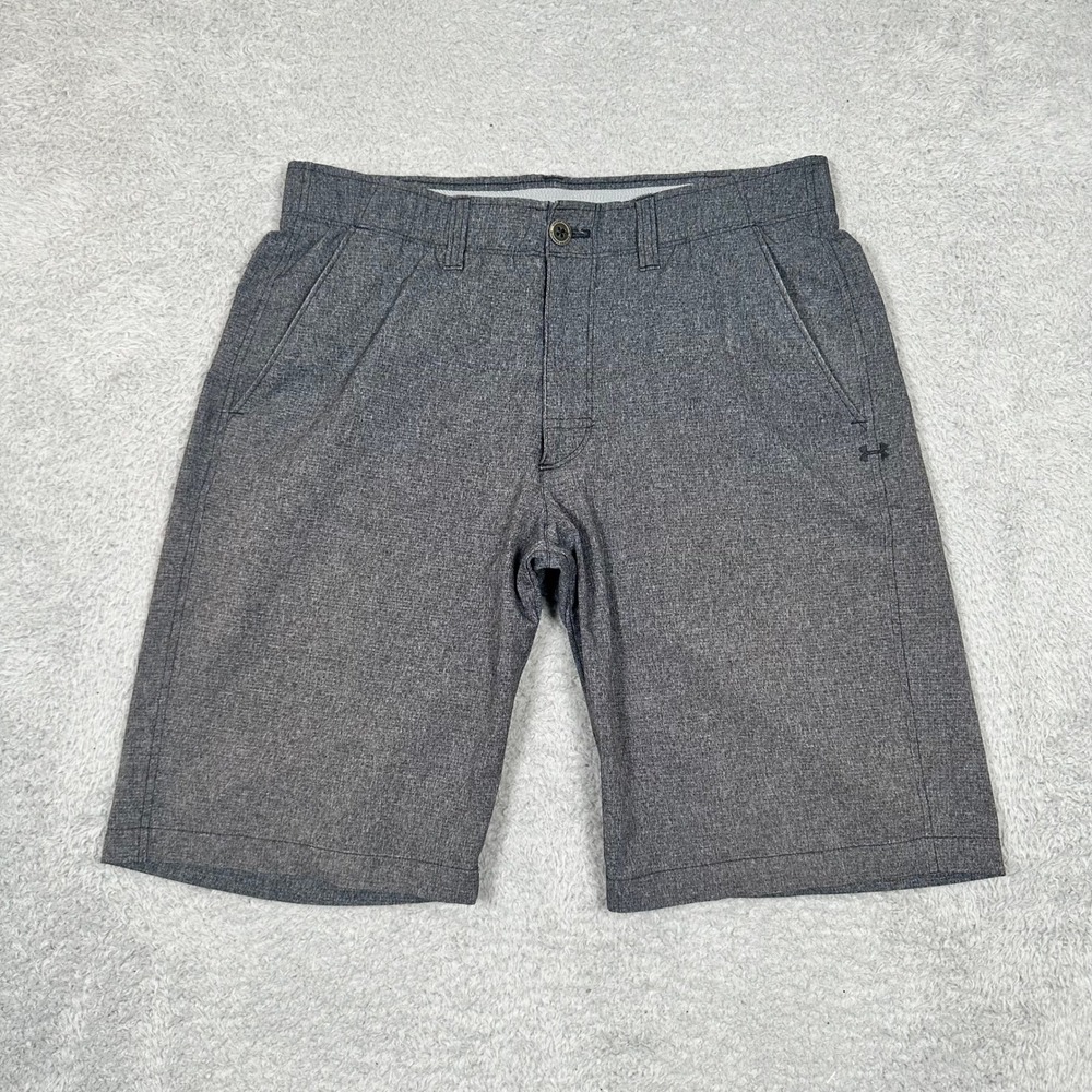 Under Armour Mens HeatGear Golf Shorts Charcoal Gray Heathered Loose Fit Size 32